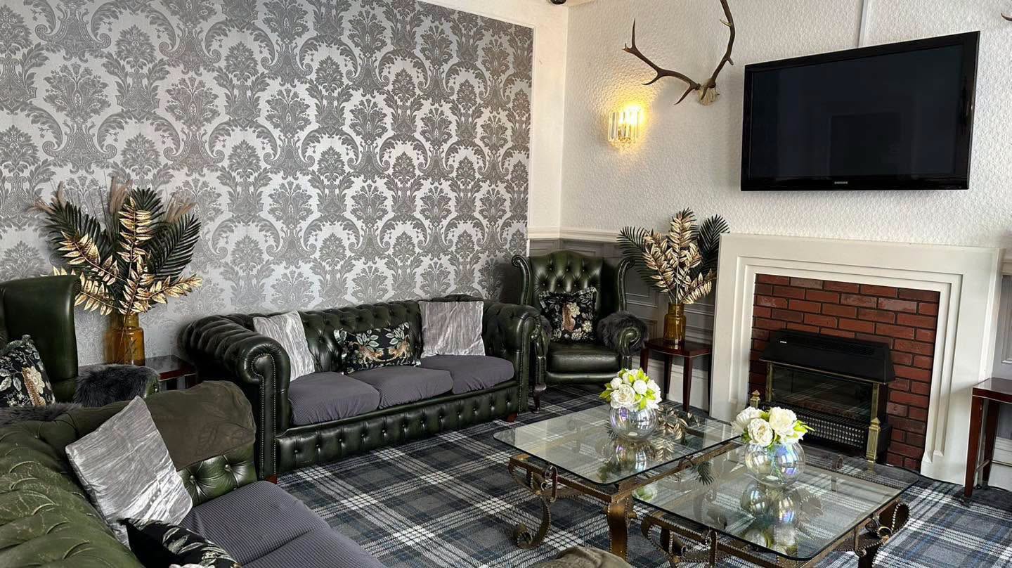 Guest lounge seating at the Melville Hotel, Blackpool